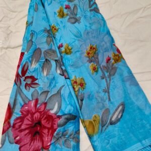 Blue Floral Printed Daily Wear Saree | Soft Lightweight Saree for Women
